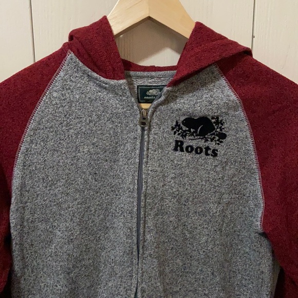 Roots Grey & Red Marled Zip Up Hoodie - Picture 2 of 7